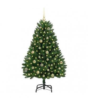 vidaXL Artificial Hinged Christmas Tree 150 cm 150 LEDs Warm White PVC