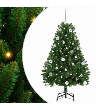vidaXL Artificial Hinged Christmas Tree 150 cm 150 LEDs Warm White PVC