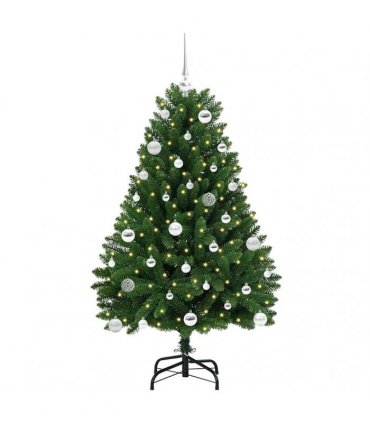 vidaXL Artificial Hinged Christmas Tree 150 cm 150 LEDs Warm White PVC