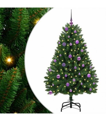 vidaXL Artificial Hinged Christmas Tree 150 cm 150 LEDs Warm White PVC