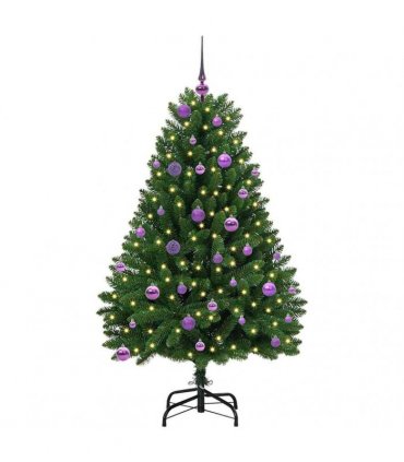 vidaXL Artificial Hinged Christmas Tree 150 cm 150 LEDs Warm White PVC