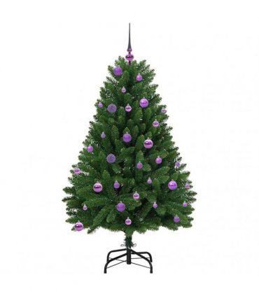 vidaXL Artificial Hinged Christmas Tree 150 cm 150 LEDs Warm White PVC