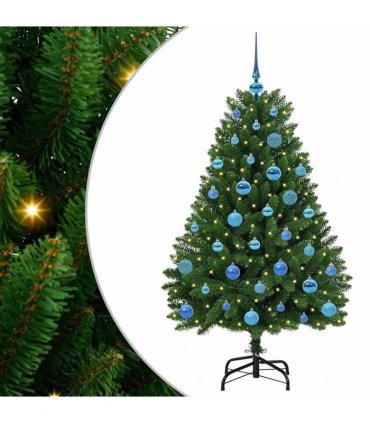 vidaXL Artificial Hinged Christmas Tree 150 cm 150 LEDs Warm White PVC