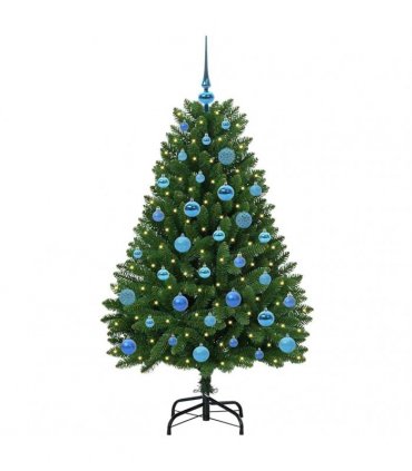 vidaXL Artificial Hinged Christmas Tree 150 cm 150 LEDs Warm White PVC