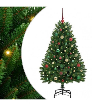 vidaXL Artificial Hinged Christmas Tree 150 cm 150 LEDs Warm White PVC