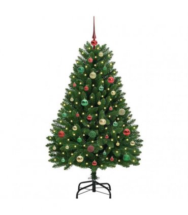 vidaXL Artificial Hinged Christmas Tree 150 cm 150 LEDs Warm White PVC