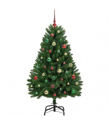 vidaXL Artificial Hinged Christmas Tree 150 cm 150 LEDs Warm White PVC