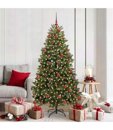 vidaXL Artificial Hinged Christmas Tree 180 cm 300 LEDs Warm White PVC