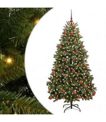 vidaXL Artificial Hinged Christmas Tree 180 cm 300 LEDs Warm White PVC