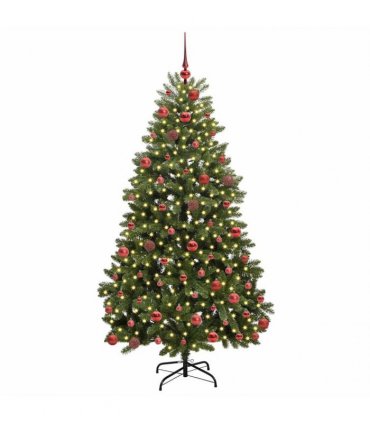 vidaXL Artificial Hinged Christmas Tree 180 cm 300 LEDs Warm White PVC