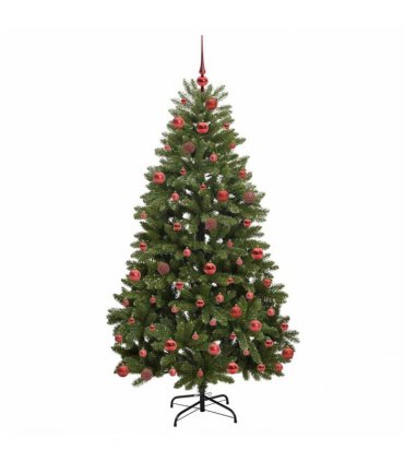 vidaXL Artificial Hinged Christmas Tree 180 cm 300 LEDs Warm White PVC