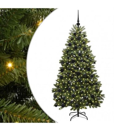 vidaXL Artificial Hinged Christmas Tree 180 cm 300 LEDs Warm White PVC