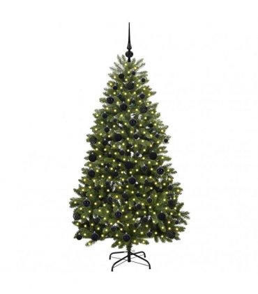 vidaXL Artificial Hinged Christmas Tree 180 cm 300 LEDs Warm White PVC