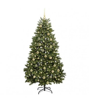 vidaXL Artificial Hinged Christmas Tree 180 cm 300 LEDs Warm White PVC