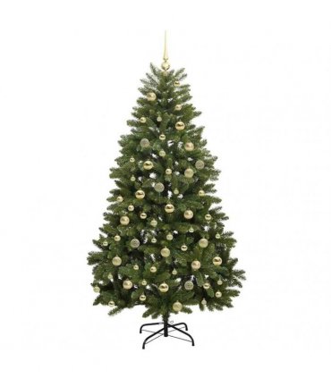 vidaXL Artificial Hinged Christmas Tree 180 cm 300 LEDs Warm White PVC