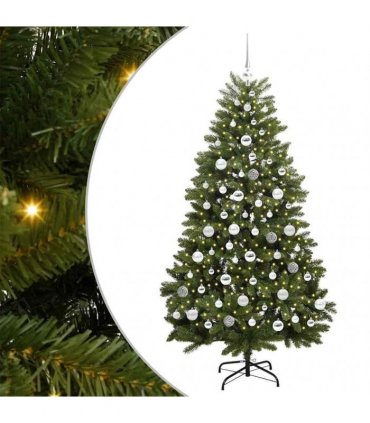 vidaXL Artificial Hinged Christmas Tree 180 cm 300 LEDs Warm White PVC