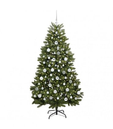 vidaXL Artificial Hinged Christmas Tree 180 cm 300 LEDs Warm White PVC