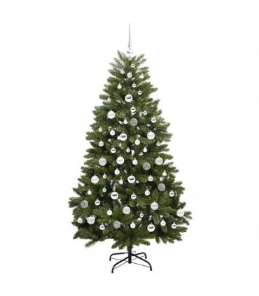 vidaXL Artificial Hinged Christmas Tree 180 cm 300 LEDs Warm White PVC