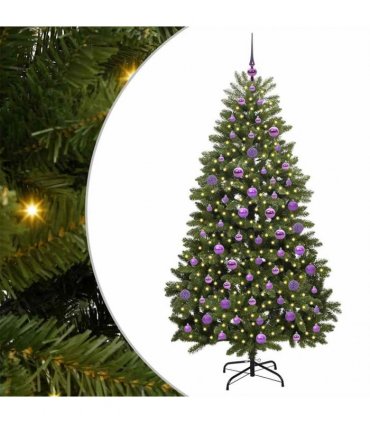 vidaXL Artificial Hinged Christmas Tree 180 cm 300 LEDs Warm White PVC