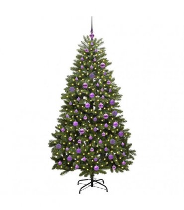vidaXL Artificial Hinged Christmas Tree 180 cm 300 LEDs Warm White PVC