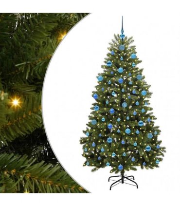 vidaXL Artificial Hinged Christmas Tree 180 cm 300 LEDs Warm White PVC