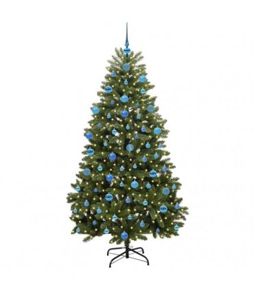 vidaXL Artificial Hinged Christmas Tree 180 cm 300 LEDs Warm White PVC
