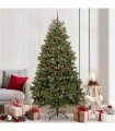 vidaXL Artificial Hinged Christmas Tree 210 cm 300 LEDs Warm White PVC