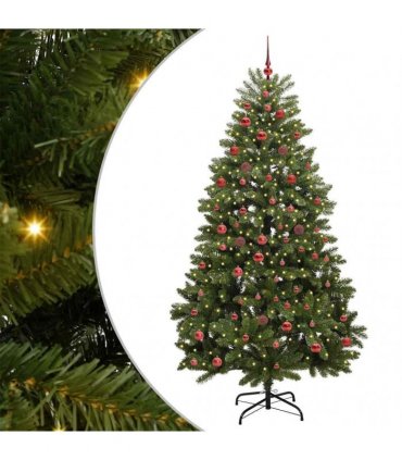 vidaXL Artificial Hinged Christmas Tree 210 cm 300 LEDs Warm White PVC