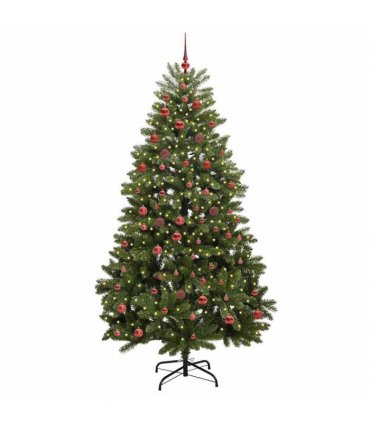 vidaXL Artificial Hinged Christmas Tree 210 cm 300 LEDs Warm White PVC