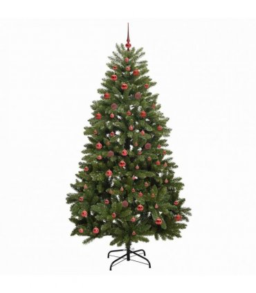 vidaXL Artificial Hinged Christmas Tree 210 cm 300 LEDs Warm White PVC
