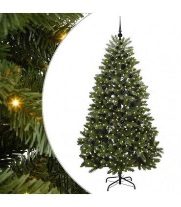 vidaXL Artificial Hinged Christmas Tree 210 cm 300 LEDs Warm White PVC