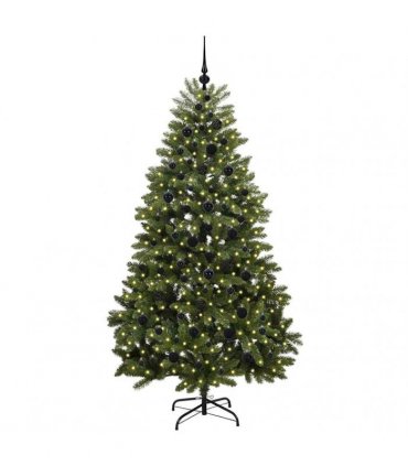 vidaXL Artificial Hinged Christmas Tree 210 cm 300 LEDs Warm White PVC