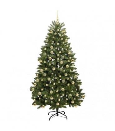 vidaXL Artificial Hinged Christmas Tree 210 cm 300 LEDs Warm White PVC