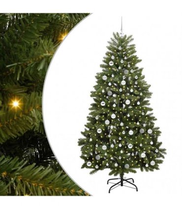 vidaXL Artificial Hinged Christmas Tree 210 cm 300 LEDs Warm White PVC