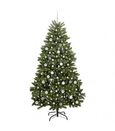 vidaXL Artificial Hinged Christmas Tree 210 cm 300 LEDs Warm White PVC
