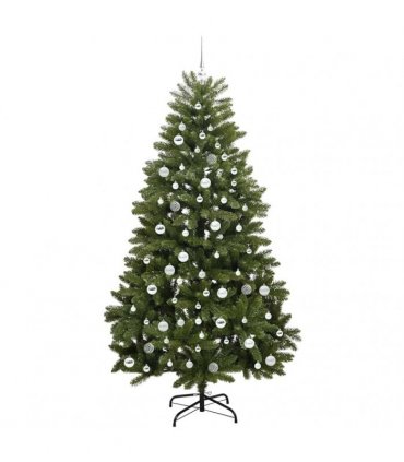 vidaXL Artificial Hinged Christmas Tree 210 cm 300 LEDs Warm White PVC