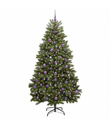 vidaXL Artificial Hinged Christmas Tree 210 cm 300 LEDs Warm White PVC