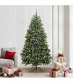 vidaXL Artificial Hinged Christmas Tree 210 cm 300 LEDs Warm White PVC