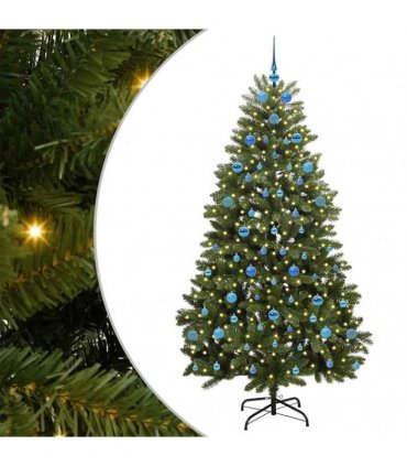 vidaXL Artificial Hinged Christmas Tree 210 cm 300 LEDs Warm White PVC