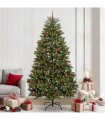 vidaXL Artificial Hinged Christmas Tree 240 cm 300 LEDs Warm White PVC