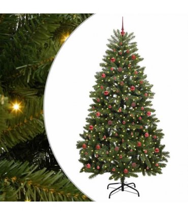 vidaXL Artificial Hinged Christmas Tree 240 cm 300 LEDs Warm White PVC