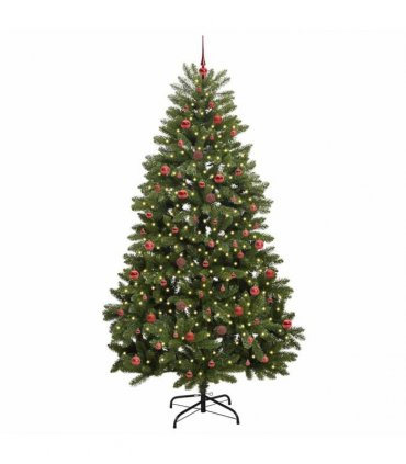 vidaXL Artificial Hinged Christmas Tree 240 cm 300 LEDs Warm White PVC