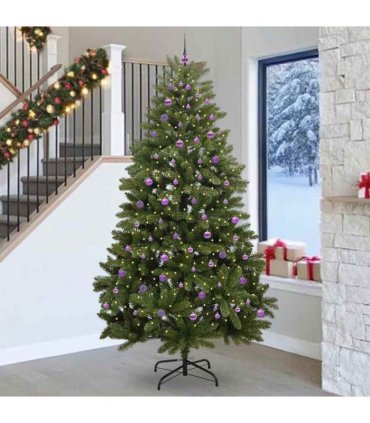 vidaXL Artificial Hinged Christmas Tree 270 cm 300 LEDs Warm White PVC
