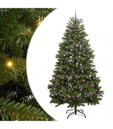 vidaXL Artificial Hinged Christmas Tree 270 cm 300 LEDs Warm White PVC