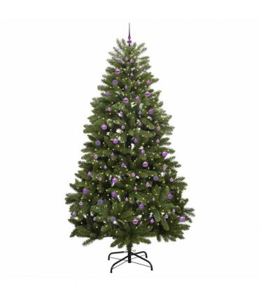 vidaXL Artificial Hinged Christmas Tree 270 cm 300 LEDs Warm White PVC