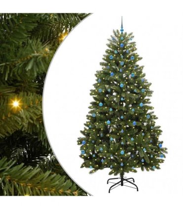 vidaXL Artificial Hinged Christmas Tree 270 cm 300 LEDs Warm White PVC