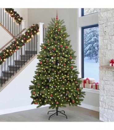 vidaXL Artificial Hinged Christmas Tree 300 cm 300 LEDs Warm White PVC