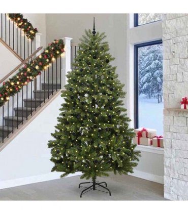vidaXL Artificial Hinged Christmas Tree 300 cm 300 LEDs Warm White PVC
