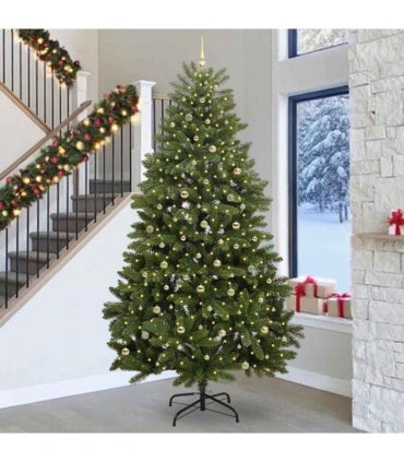 vidaXL Artificial Hinged Christmas Tree 300 cm 300 LEDs Warm White PVC