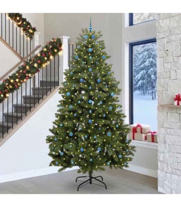 vidaXL Artificial Hinged Christmas Tree 300 cm 300 LEDs Warm White PVC